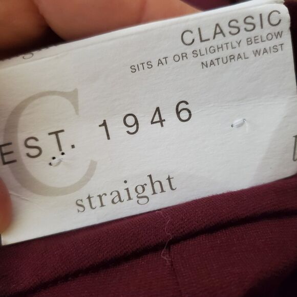C Established 1946 Straight Pants with seam down front burgundy size Large NWT - Picture 6 of 8